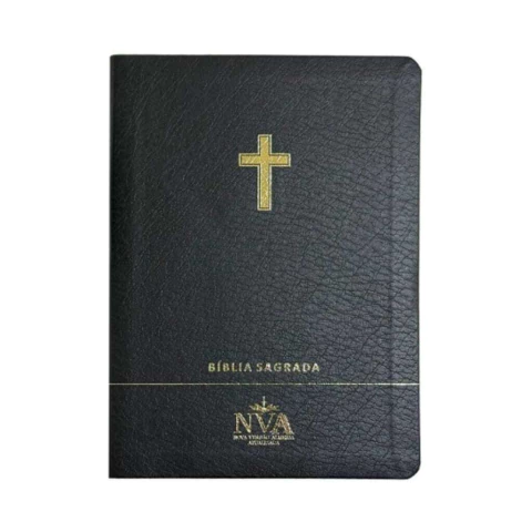 Bíblia Sagrada Slim Premium Luxo Full Color Cruz Preto NVA