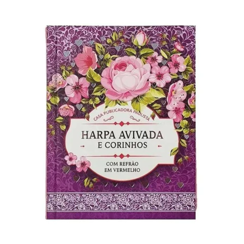 Harpa Avivada e Corinhos Letra Gigante Capa Dura Floral Lilás