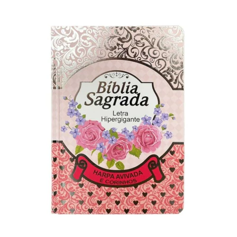 Bíblia Sagrada com Harpa Avivada Hiper Gigante Laminada Rosa ARC