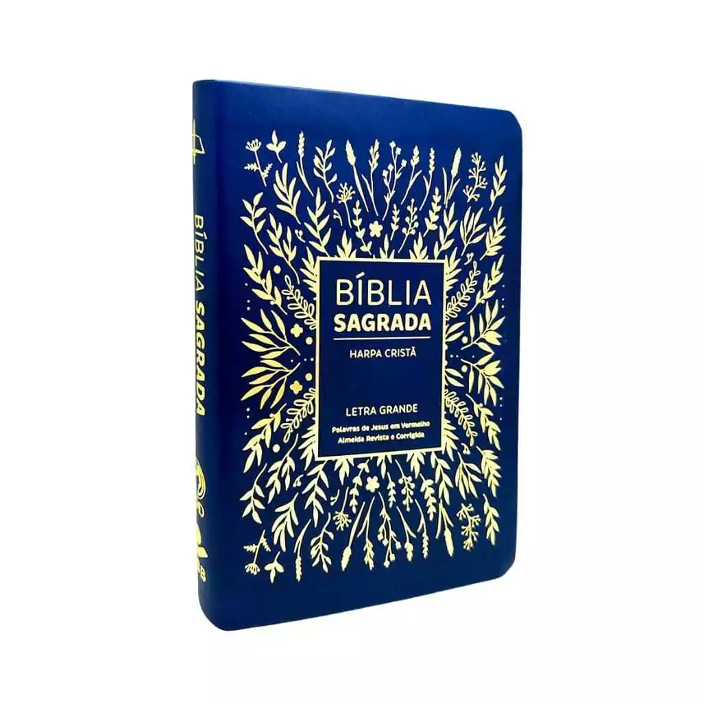 Bíblia Sagrada com Harpa Cristã Luxo Letra Grande Ramos Azul