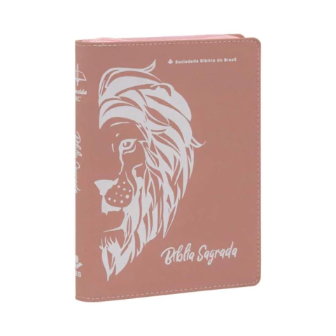 Bíblia Sagrada Capa Zíper Leão Rosa ARC