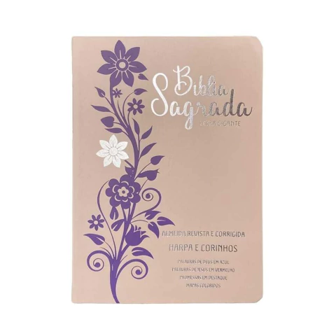 Bíblia Sagrada com Harpa Avivada LT Gigante Rosé e Lilás