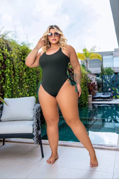 Maiô Trançado - Preto com verde - comprar online