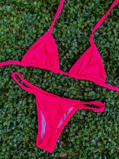 Biquíni Cortininha Fita Texturizado Rosa pink