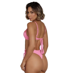 Biquíni meia taça calcinha fio - Rosa na internet