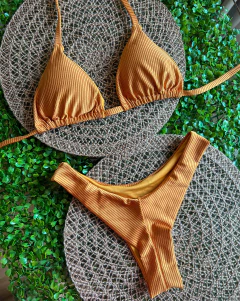 Biquíni Cortininha Texturizado - Dourado - comprar online