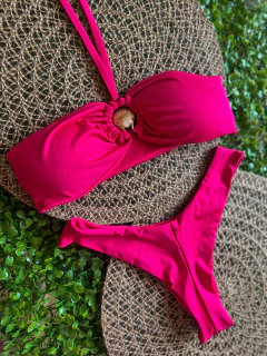 Biquíni tomara que caia concha com amarração - Rosa - comprar online