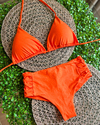 Biquíni cortininha cintura alta - Laranja - comprar online