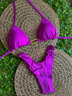 Biquíni cortininha detalhe no busto - Roxo - comprar online