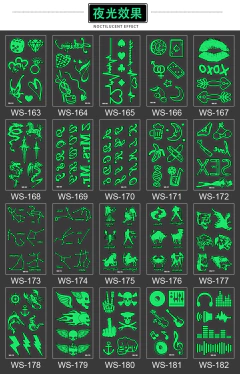 Plancha de tatuajes temporales glow in the dark VERDE (brillan en la oscuridad) - comprar online