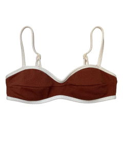 TOP PÉTALA MARROM COM OFF WHITE - comprar online