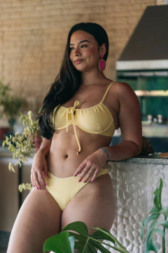 CALCINHA ASA DELTA FIO DUPLO AMARELO MANTEIGA - Saurine Lingerie e Beachwear