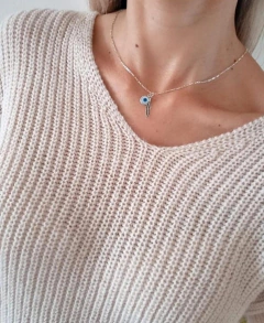 CONJUNTO CON DOBLE DIJE. LARGO 45 cm . Plata 925