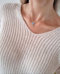 CONJUNTO CON DOBLE DIJE. LARGO 45 cm . Plata 925