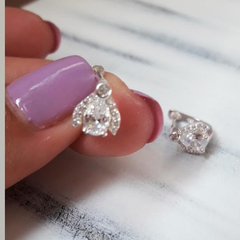 Aros colgantes con  cubic  (par) (plata 925)