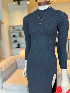 Maxi vestido tajo lanilla