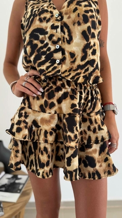 Pollera seda doble volado print - comprar online