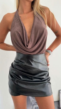 POLLERA FRUNCE LATERAL CUERINA - comprar online