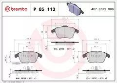 P85113 Pastilha de Freio Brembo Frente Para [PR: 1LT e PR:LY] AUDI: A4 1.8T 15-16/2.0T 09 - 15, A5 2.0T 07 até 17 Chassi 8T na internet