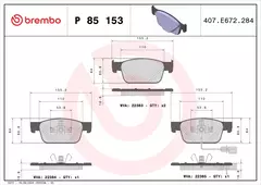 P85153N Pastilha de Freio Brembo Frente Para [PR: 1LA e 1LB] AUDI: A4 e A5 2.0 17>, RS5 19> na internet