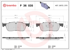 P36035 Pastilha de Freio Brembo Para JAGUAR: F-PACE (sem pacote de performance aro 17) 17>, JAGUAR XE (X760) 2.0 15 - comprar online