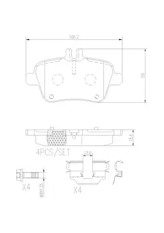 P50091N Pastilha de Freio Brembo Traseira Para MERCEDES-BENZ: A/CLA/GLA200 12>, CLA/GLA250 13>, SLK250 1.8 13-15 na internet