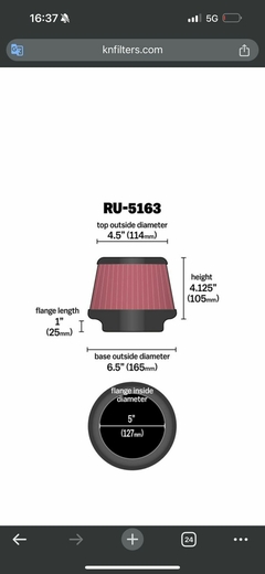 Filtro De Ar Esportivo K&n RU-5163 - comprar online