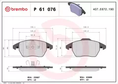 P61076 Pastilha de Freio Brembo Frente Para CINTROEN: C4 2.0Hdi 04-11 / DS: 5 1.6THP 13-17 / PEUGEOT: 207 1.6 07-12, 208 1.5 18>, 3008 1.6THP 0 - comprar online