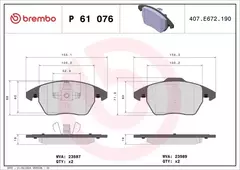 P61076 Pastilha de Freio Brembo Frente Para INFINITI: FX 37/50 AWD 08>, G37 08>, Q50 13>, Q602.0/3.0T 16>, Q70 13>, QX70 50 AWD 13> / NISSAN: 37 na internet