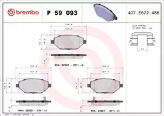 P61103 Pastilha de Freio Brembo Frente Para CITROEN: DS3 1.6THP, Aircross (TODAS), C4 Cactus, C3 1.5 e 1.6 12> Peugeot 2008 THP na internet