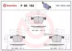 P85162 Pastilha de Freio Brembo Para AUDI: RS3 367 e 400cv, RSQ3 e TTRS 2.5 400cv - comprar online