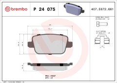 P24075 Pastilha de Freio Brembo Para FORD: Galaxy (TODOS) 05-16, Mondeo 1.6/2.0 07-15, S-Max (TODOS) 07-14, Focus 2.5RS 10-11 - comprar online