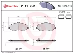 P11022 Pastilha de Freio Brembo Frente Para JEEP CHEROKEE (KK) 09/07-> / JEEP WRANGLER III (JK) 06/06-> / VW ROUTAN 09/08-12/13 CHRYSLER GRAND na internet