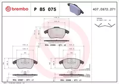 P85075N Pastilha de Freio Brembo Frente Para [PR: 1ZP, 1ZE, 1ZB, 1LJ] AUDI: A1 1.4 122cv (11-15), A3 2.0 200cv / VW: Jetta 1.4 (150hp)16-17 e 2.0 na internet