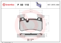 P50110 Pastilha de Freio Brembo Para MERCEDES-BENZ: C63 AMG 07-14 , CLS63 AMG 12-16, E63 AMG 12 - comprar online
