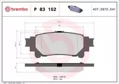 P83152 Pastilha de Freio Brembo Traseira Para LEXUS: RX350 08-15 na internet