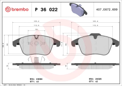 P36022 Pastilha de Freio Brembo Para JAGUAR: XE 15>, XF 08-15 - comprar online