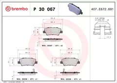 P30067N Pastilha de Freio Brembo Traseira Para HYUNDAI: Veloster 1.6 12-13, Azera 3.0V6 12-20, Elantra 1.8 12-13, I30 1.6 13-16 na internet