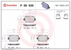 P09030 Pastilha de Freio Brembo Traseira Para TESLA: Model 3 (EV) 17>, Model 3 (EV) AWD 18>, Model Y EV 19> na internet