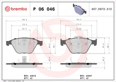 P06046 Pastilha de Freio Brembo Para BMW: série 1 Coupe (E82) 06-13 / série 3 (E90) 04-12 / Série 3 Convertible (E92 e E93) 05-13 e M3 08 - comprar online