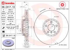 09.C417.13 e 09.C416.13 PAR DE DISCOS DIANTEIRO HIGH CARBON: BMW: 5501 (F07) 09-12, 7501 (F01/F02/F03/F04) 08-15 - comprar online