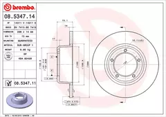 Discos de Freio Traseiro Brembo 08.5347.11 para LAND ROVER: Defender (L316) 2.2/2.4/2.5/3.5/3.9 92-16 na internet