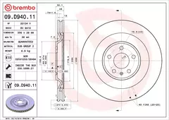Discos de Freio Traseiro Brembo 09.D940.11 para Porsche Macan (95B) 2.0 / 3.0 GTS / 3.0 S / 3.6 Turbo na internet