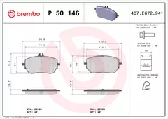 P50146N Pastilha de Freio Brembo Frente Para MERCEDES-BENZ: A160/A180/A200 (W177/V177) 18>, B160/B180/B200 (W247) 18>, CLA180/CLA200/CLA250 (C118 na internet