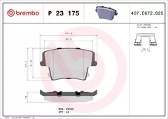 Pastilha de Freio Traseira Brembo CHRYSLER: 300C 3.0/3.6/5.7 05>, 300c 6.1 SRT8 05-10 / DODGE: Challenger 3.5/3.6/5.7 08-16, Challenge P23175 - comprar online