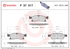 P37017 Pastilha de Freio Brembo Para JEEP: GRAND CHEROKEE 3.0 / 3.6 04-10 - comprar online