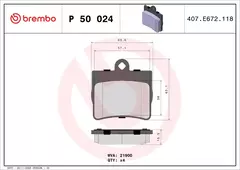 P50024 Pastilha de Freio Brembo Traseira Para MERCEDES-BENZ: C180/C200/C220/C230/C250 (W202) 93-00, E200/E220 (C124) 93-97 - comprar online