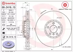 Discos de Freio Dianteiro Brembo 09.C416.13 para BMW: 550I (F07) 09-12, 750I (F01/F02/F03/F04) 8-15 na internet