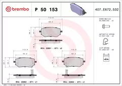 P50153 Pastilha de Freio Brembo Traseira Para MERCEDES-BENZ: X220d 17-20, X250d 07-20, X350d 18-20 / NISSAN: Frontier 2.3 (D23) 15> na internet
