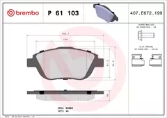 P61103N Pastilha de Freio Brembo Frente Para CITROEN: DS3 1.6THP, Aircross (TODAS), C4 Cactus, C3 1.5 e 1.6 12> Peugeot 2008 THP na internet